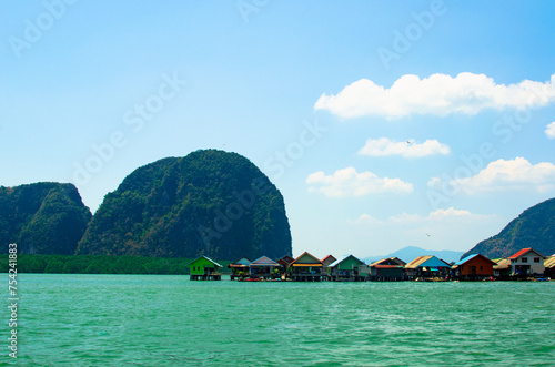 Ko Panyi - muslim fishing village. Koh Panyee settlement built on stilts of Phang Nga Bay, Thailand 