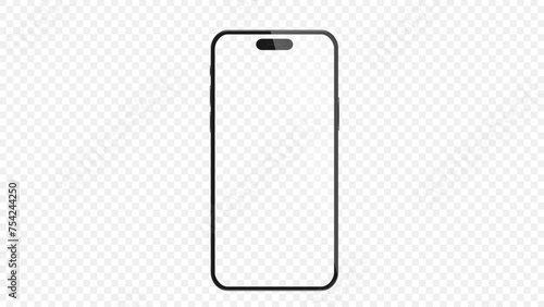 Studio shot of Smartphone with blank white screen for Infographic Global Business . Front View Display.Vector illustration. PNG	