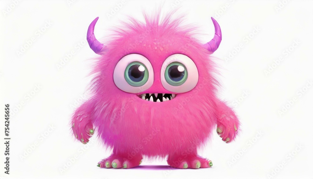 Fototapeta premium a fluffy pink cute monster