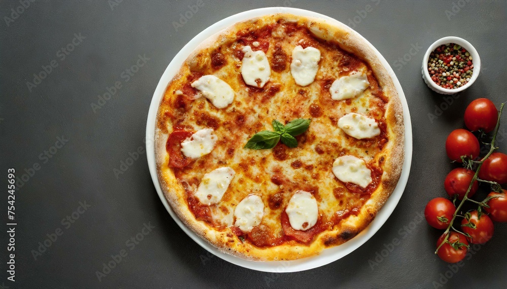 A top view of a pizza plate with a perfect portion A top view of a pizza plate with a perfect portion