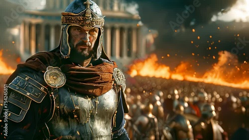 4K HD video clips King Darius leads the Persian army to attack Athens and the Greeks. photo
