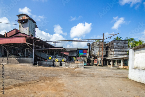 One of the last rum factories that still works with steam engines, Rum agricolo from the Montebello rum distillery in Guadeloupe, French Antilles photo