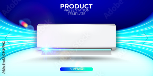 Air conditioner advertising banner. Climate temperature control system.