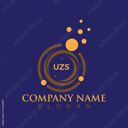 Creative square UZS letter logo design photo