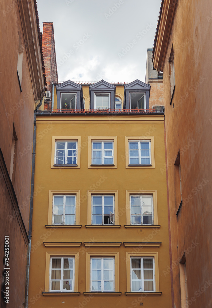 Tenement house on Old Town, historic of Warsaw city, Poland