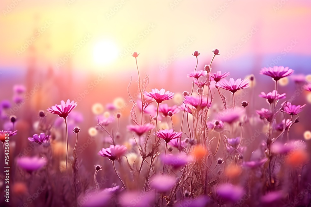 Beautiful cosmos flower at sunset
