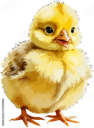 Easter illustration with chick. watercolor style vector