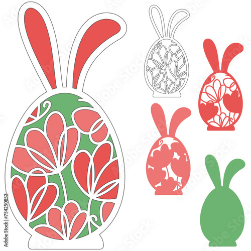 Easter egg with flowers svg, Layered papercut decoration, DIY gift tag, file for cut