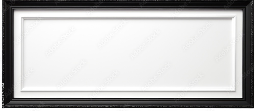 A black frame designed to hold a picture stands out against a plain white background. The frame is sleek and modern, contrasting sharply with the simplicity of the white backdrop. A black frame designed to hold a picture stands out against a plain white background. The frame is sleek and modern, contrasting sharply with the simplicity of the white backdrop.