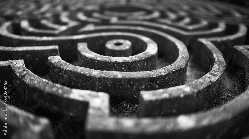 A close-up of a complex labyrinth pattern carved into blue stone, with warm light enhancing the maze-like detail and texture A close-up of a complex labyrinth pattern carved into blue stone, with warm light enhancing the maze-like detail and texture