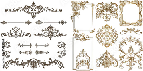 Set of vintage vector frame, border, divider, corner