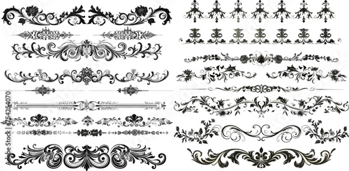 Collection of vector filigree flourishes for design photo