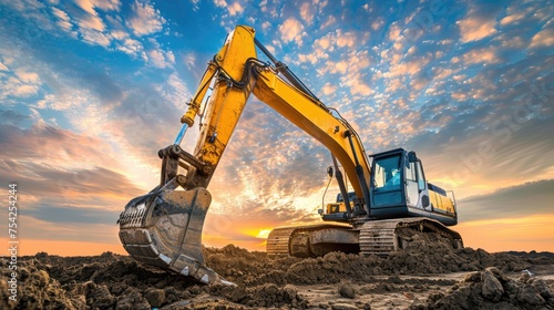 excavator-at-sunset-on-a-construction-site