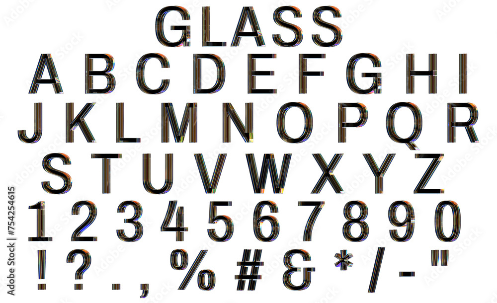 Glass Alphabet with dispersion, glassmorphism, chromatic aberration, Alphabet Atlas Glass Alphabet with dispersion, glassmorphism, chromatic aberration, Alphabet Atlas