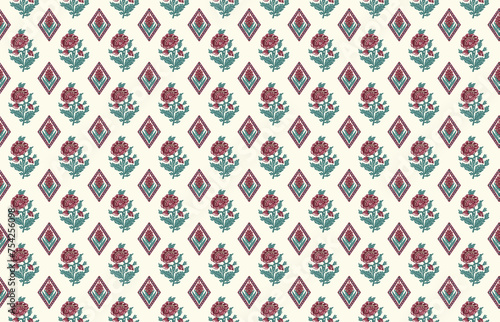 Illustrated by hand mughal floral motif, jaals and seamless patterns. Colorful overall chintz and traditional designs  