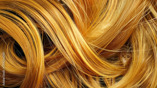  the intricate texture of yellow hair strands, illuminated by soft natural light, generative ai