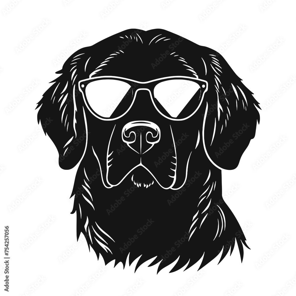 Fototapeta premium Golden Retriever - Vector black dog silhouette isolated