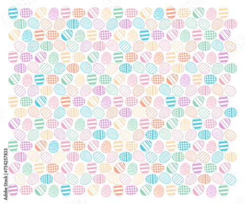 Painted Easter eggs background on transparent. Line art style design, isolated vector. Easter holiday clip art, seasonal card, banner, poster, element