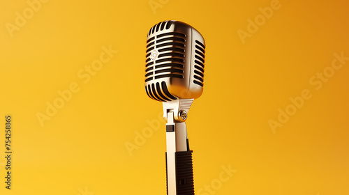 Retro microphone on blurred colorful lights background