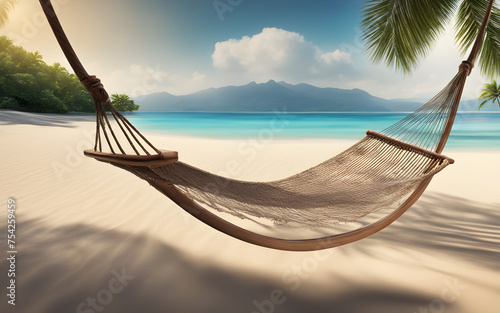 Tropical beach panorama with beach swing