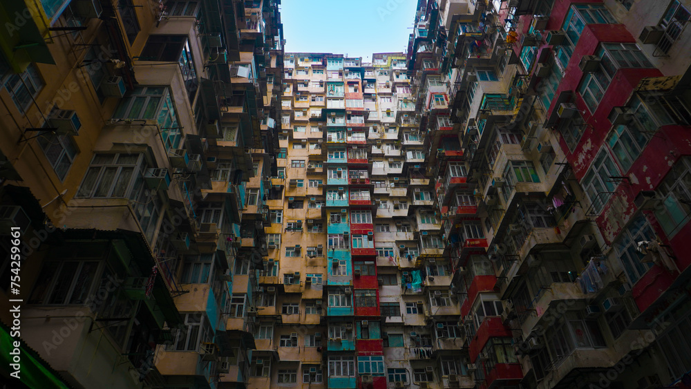 Yick Fat Building, Quarry Bay, Hong Kong: Combination of high old apartment, Famous landmark in Hong Kong Yick Fat building