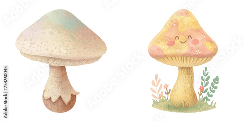  cute mushroom watercolour vector illustration