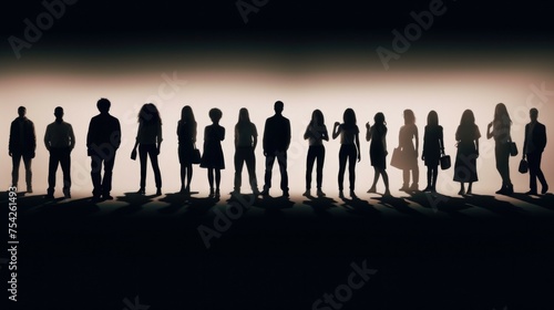 A group of people standing next to each other. Suitable for teamwork concepts