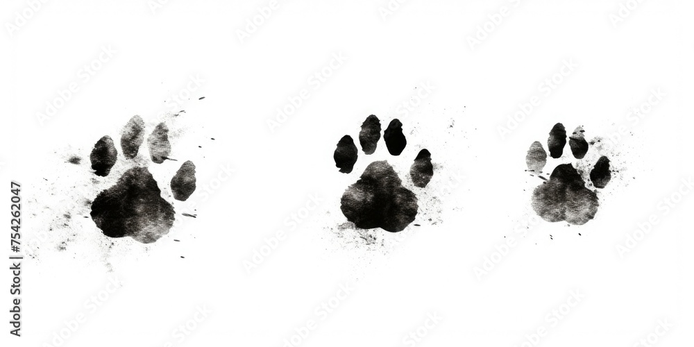 A close-up photo of dog's paw prints. Suitable for pet-related designs - obrazy, fototapety, plakaty 