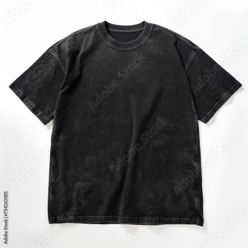 Stonewashed Blank Black T-shirt Mocup photo