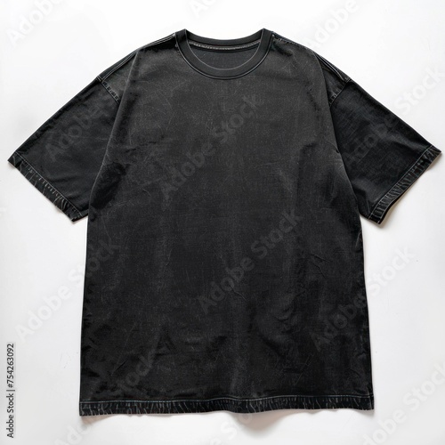 Stonewashed Blank Black T-shirt Mocup