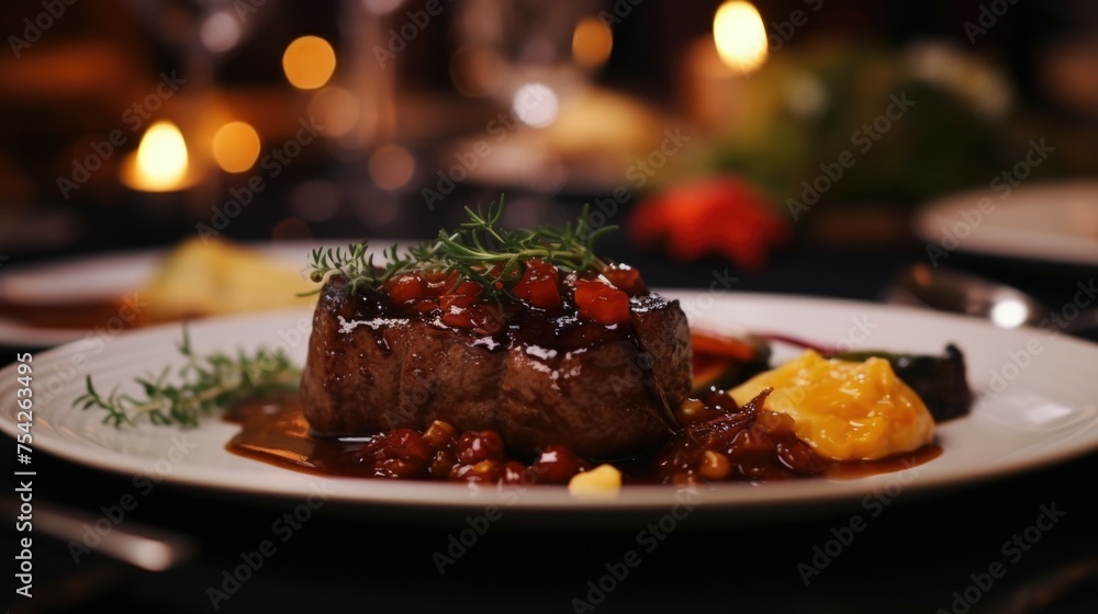 Delicious meat dish perfect for restaurant menus Delicious meat dish perfect for restaurant menus