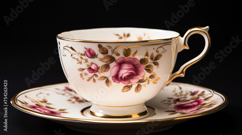 Elegant Teacup and Saucer Fine China Teacup 