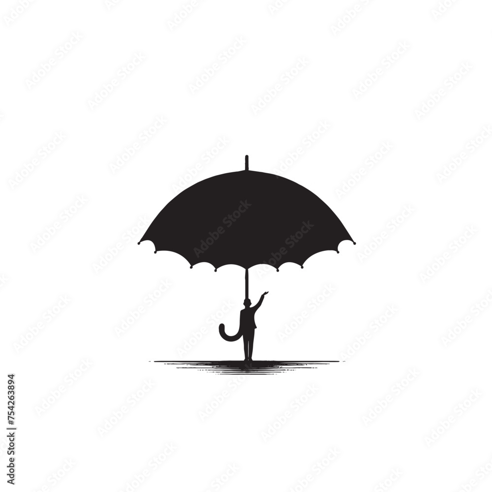 Art &Iconic Vintage Umbrellas, Classic Silhouette Art, Timeless Black and White illutration