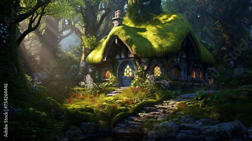 Enchanted Forest Retreat  Mossy Clearings and Sunlit
