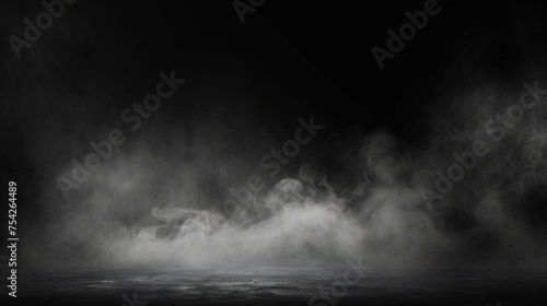 White smoke floating on a black background
