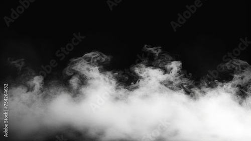 White smoke floating on a black background