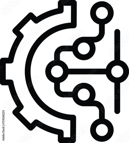 Brainstorming gear icon outline vector. Group maze solving. Effective teamwork mapping