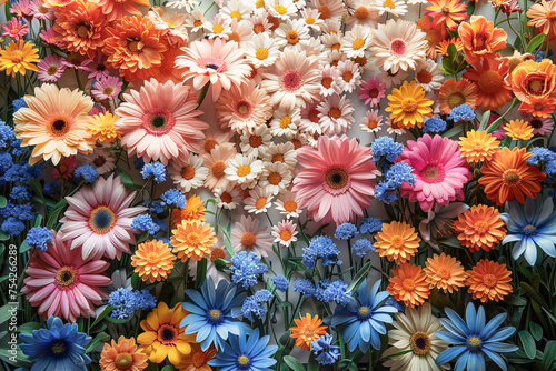 The screen is surrounded by colorful flowers.