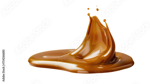 creme brown caramel liquid drop isolated against transparent background