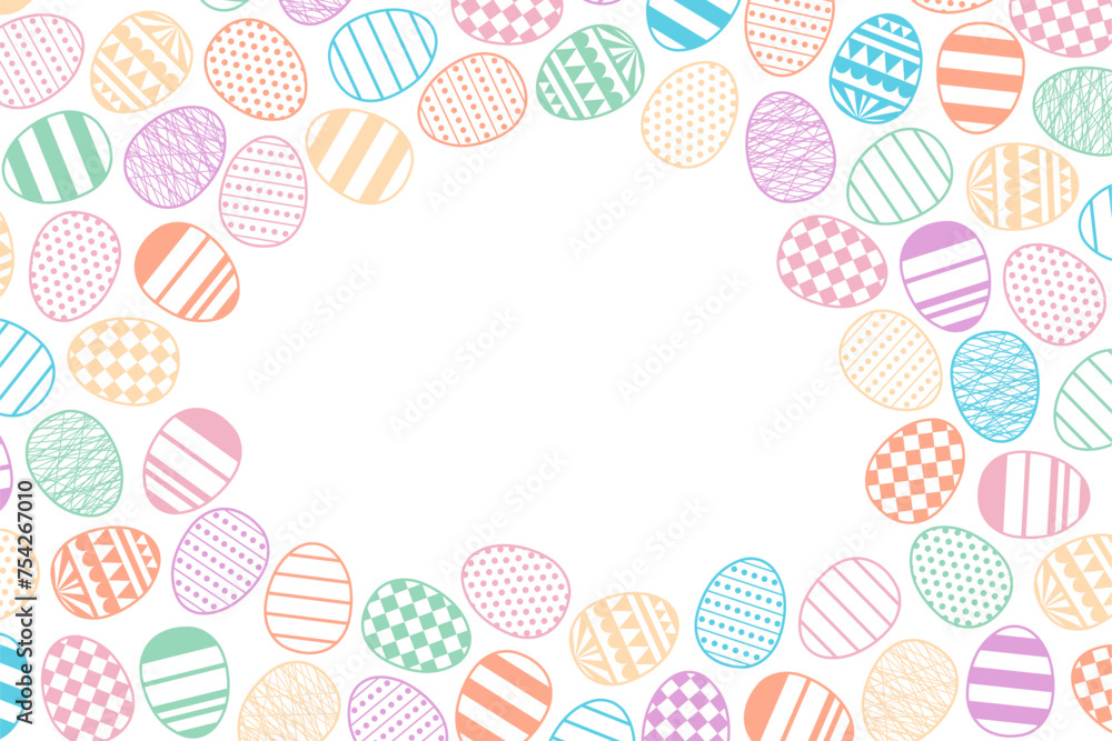 Painted Easter eggs frame, border with copy space on transparent. Line art style vector design. Easter holiday clip art, Easter holiday seasonal card, banner, poster, element, background Painted Easter eggs frame, border with copy space on transparent. Line art style vector design. Easter holiday clip art, Easter holiday seasonal card, banner, poster, element, background