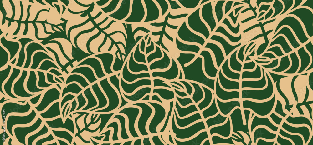 Floral leaves seamless pattern. 