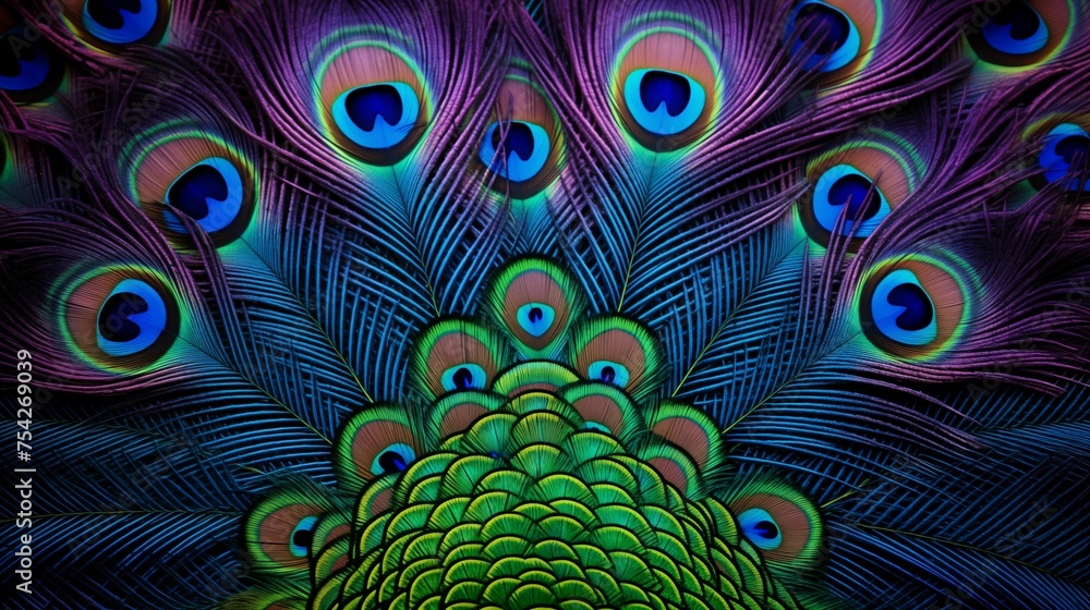 Obraz premium Image of a peacock's colorful feathers.