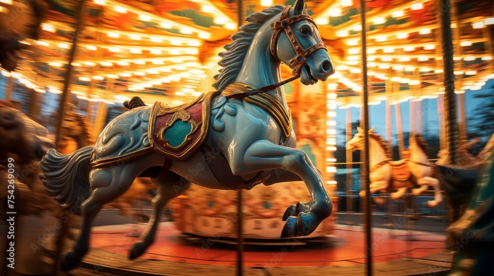 Image of motion of a carousel in full swing.