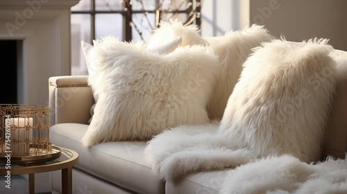 Image of luxuriously furry pillows.