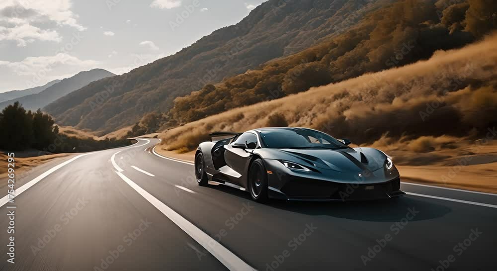 Supercar goes on the road in the mountains. AI generative.
Supercar goes on the road in the mountains. AI generative.