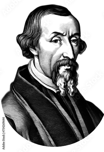 John Calvin portrait transparent background, generative AI	 photo