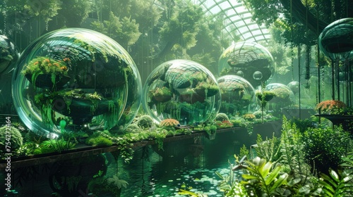 Aquaponics hydroponics Combining modern plant cultivation and fish farming. Generative AI