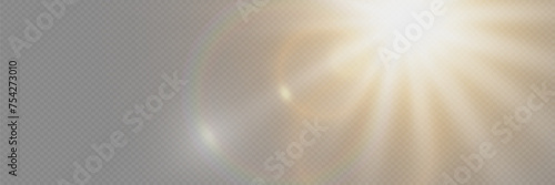 Sunlight special lens flare light effects. Glare of rays and light. On a transparent background.	

