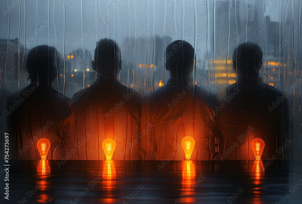 Group of People Standing in Front of a Window