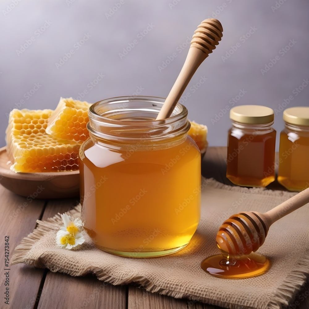 Honey jar with honeycombs Honey jar with honeycombs